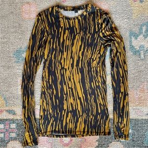 COS Tiger Print Long Sleeve Top (Lyocell) Size Small